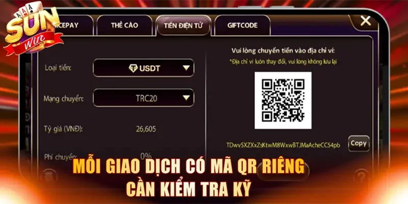 Mỗi giao dịch có mã QR riêng cần kiểm tra kỹ
